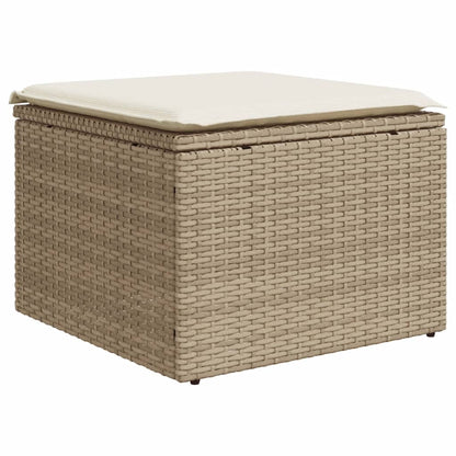 Set Divano da Giardino 9 pz con Cuscini Beige in Polyrattan