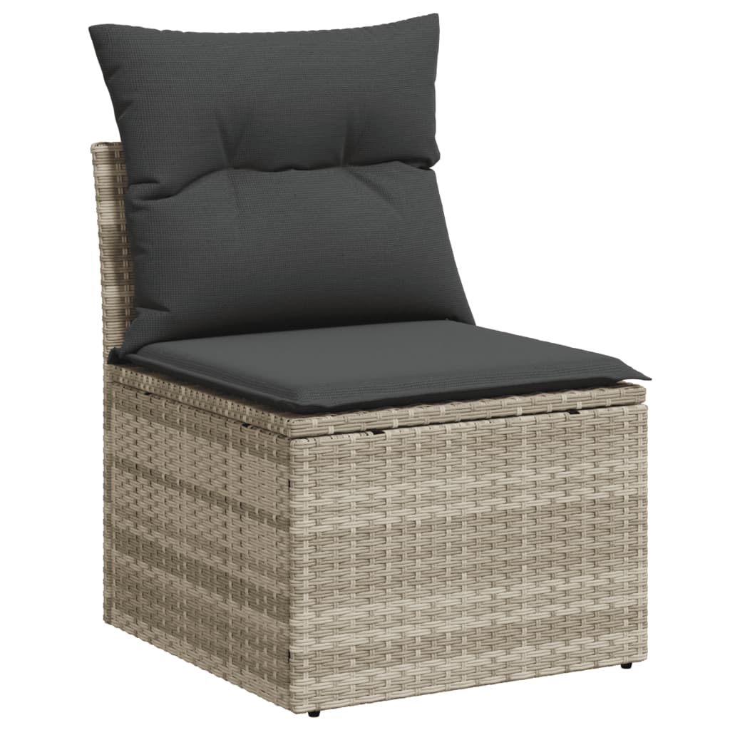 Set Divano da Giardino 9pz con Cuscini Grigio Chiaro Polyrattan | homemem39