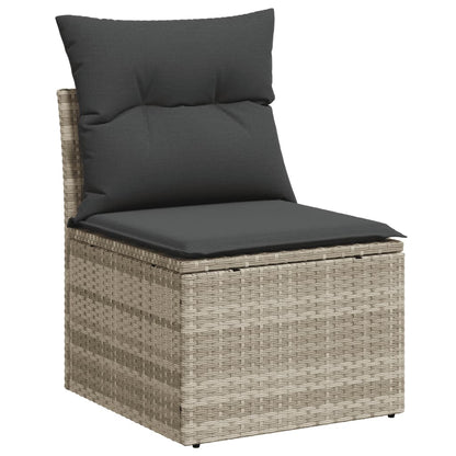 Set Divano da Giardino 9pz con Cuscini Grigio Chiaro Polyrattan | homemem39