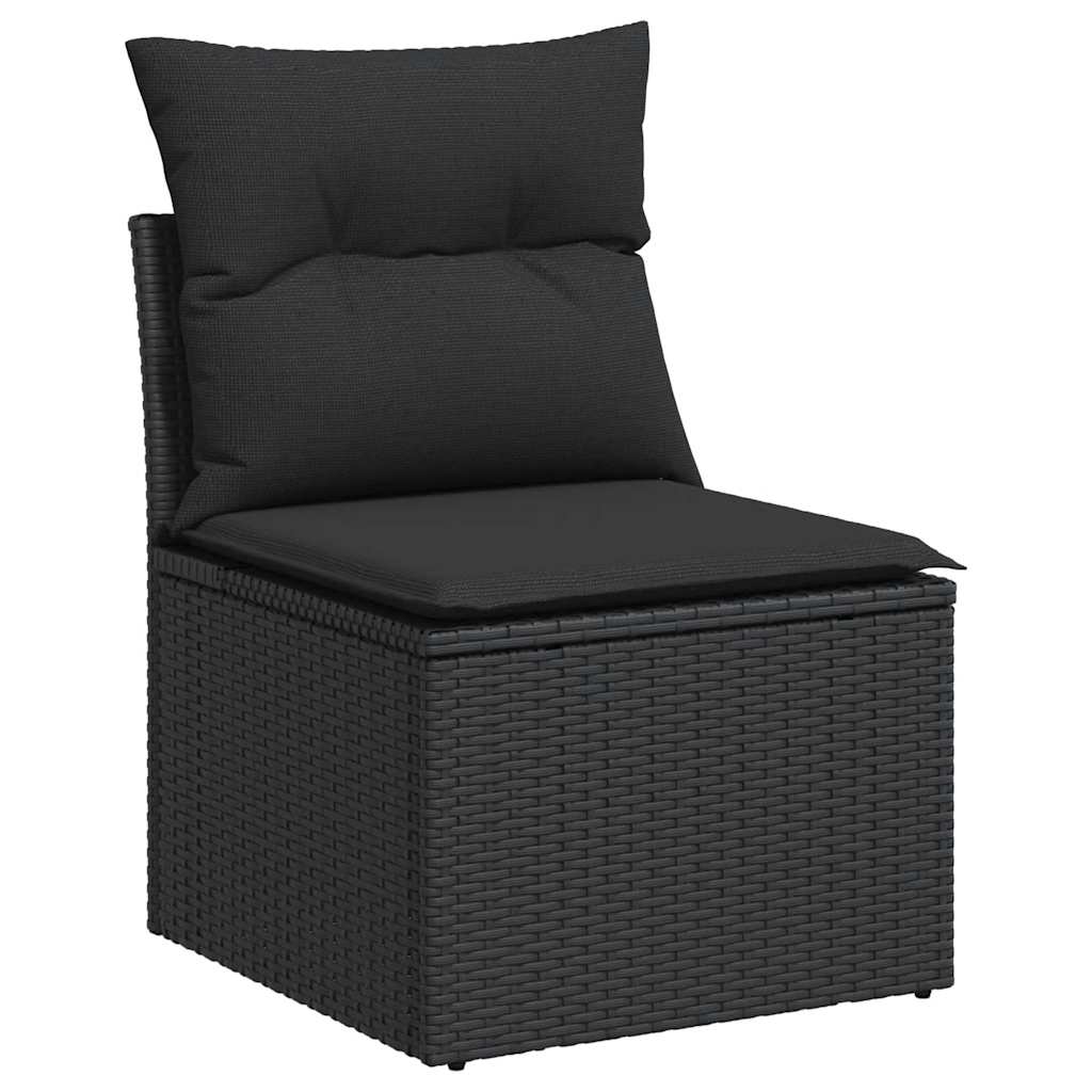 Set Divani da Giardino 10pz con Cuscini in Polyrattan Nero | homemem39