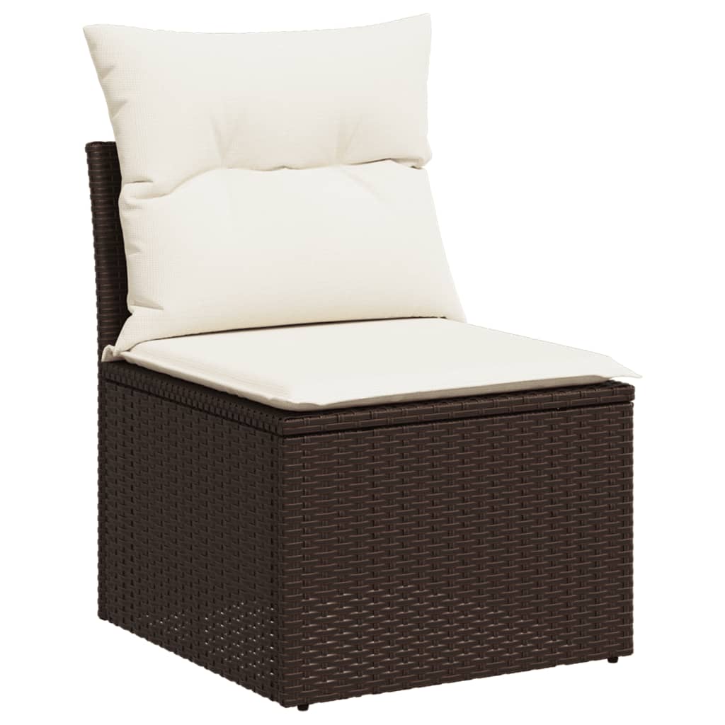 Set Divani da Giardino 10pz con Cuscini in Polyrattan Marrone - homemem39