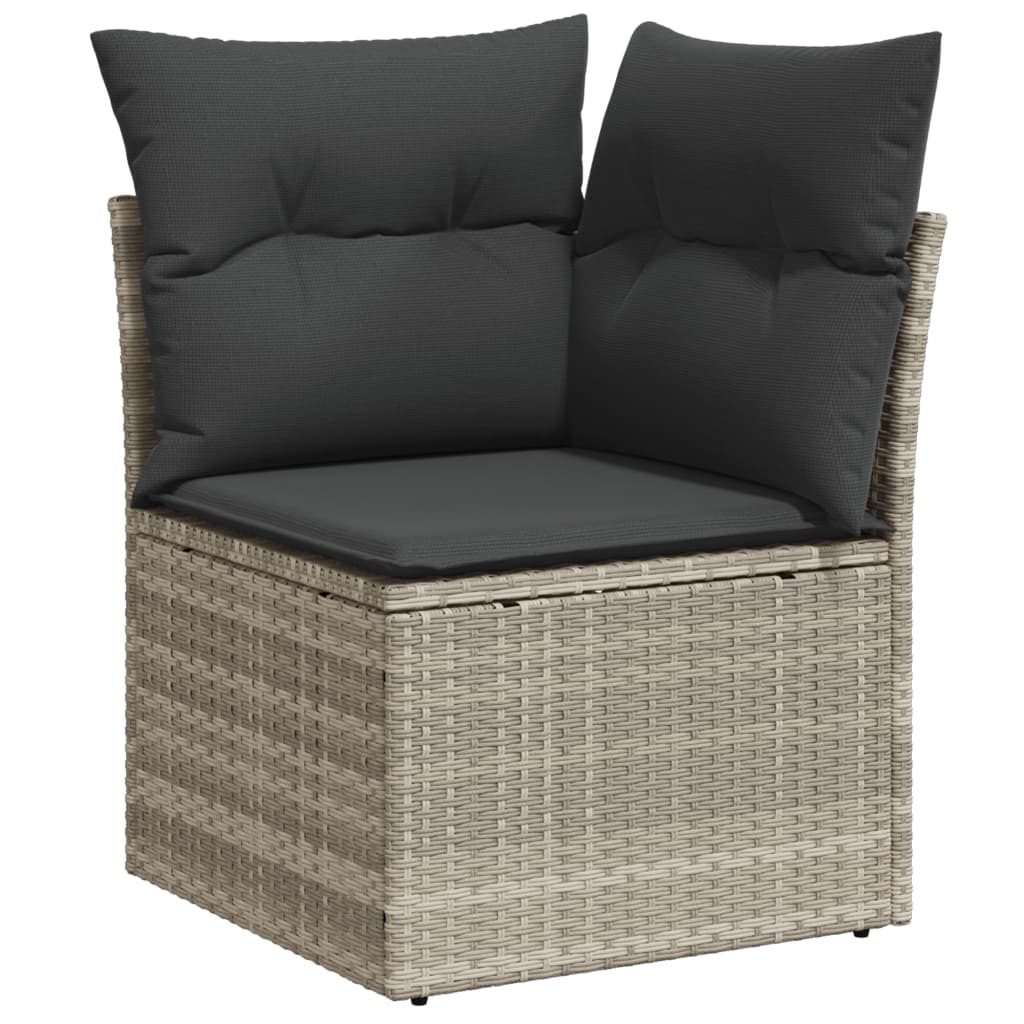 Set Divano Giardino 10 pz con Cuscini Grigio Chiaro Polyrattan | homemem39