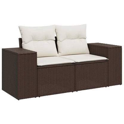 Set Divani da Giardino 10pz con Cuscini in Polyrattan Marrone | homemem39
