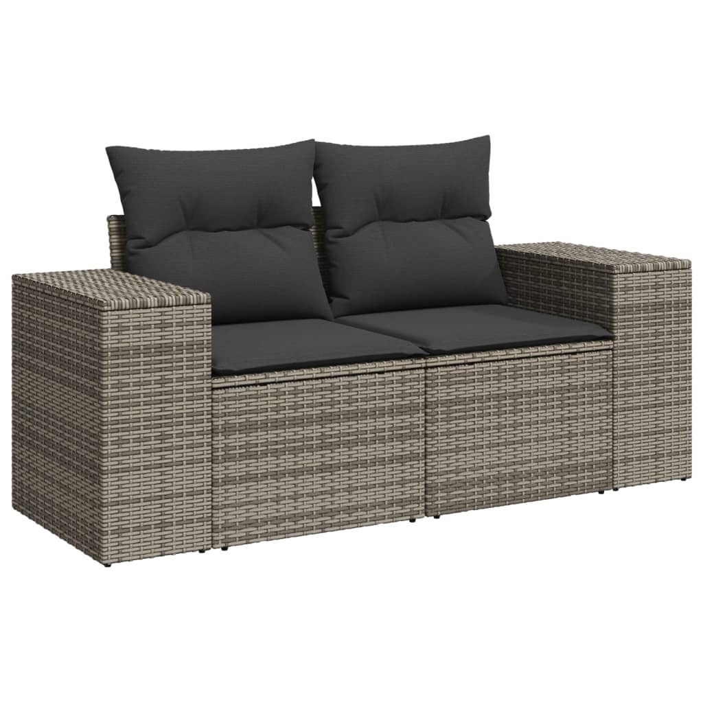 Set Divano da Giardino 10 pz con Cuscini Grigio in Polyrattan | homemem39