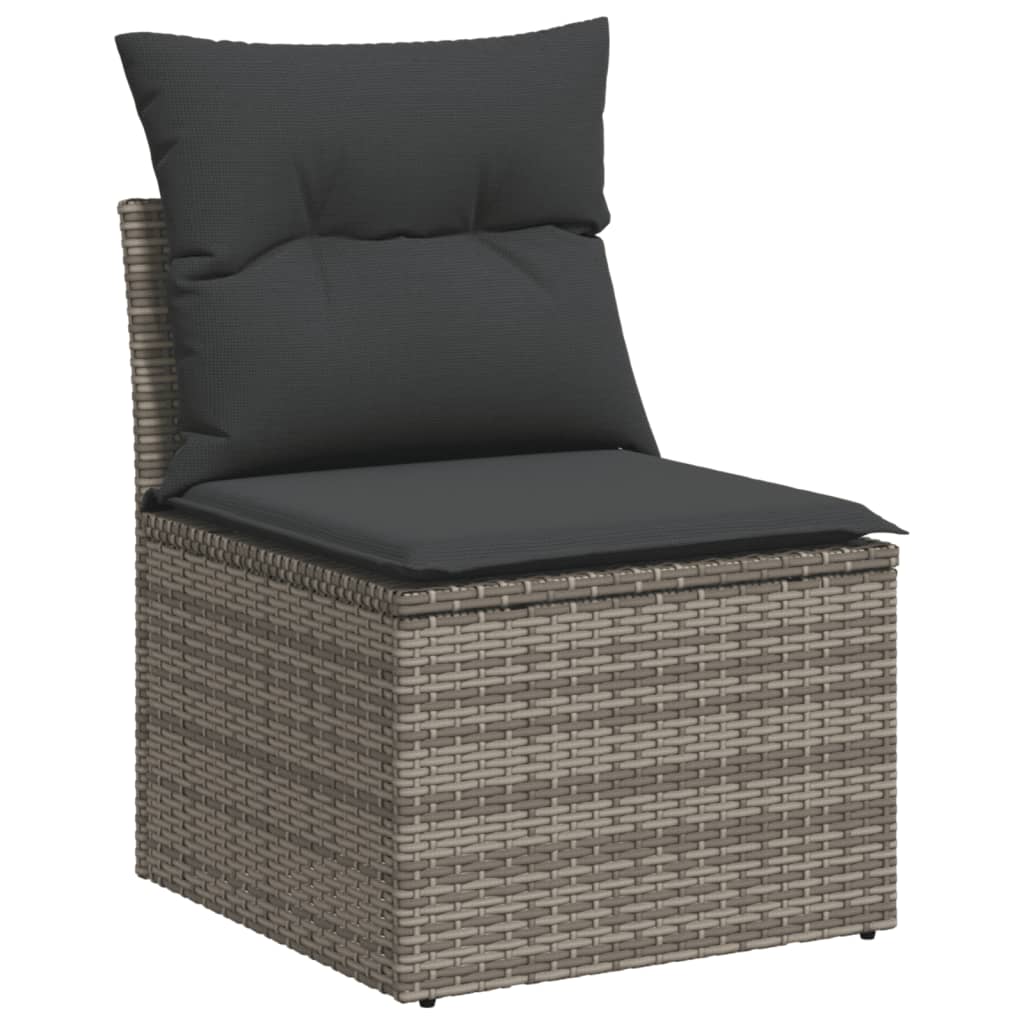 Set Divano da Giardino 10 pz con Cuscini Grigio in Polyrattan | homemem39