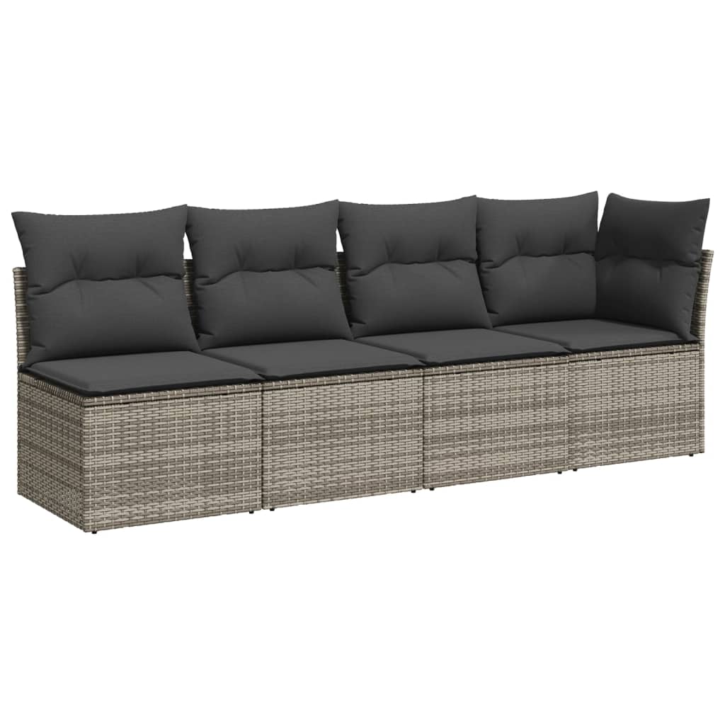 Set Divani da Giardino 11 pz con Cuscini in Polyrattan Grigio - homemem39