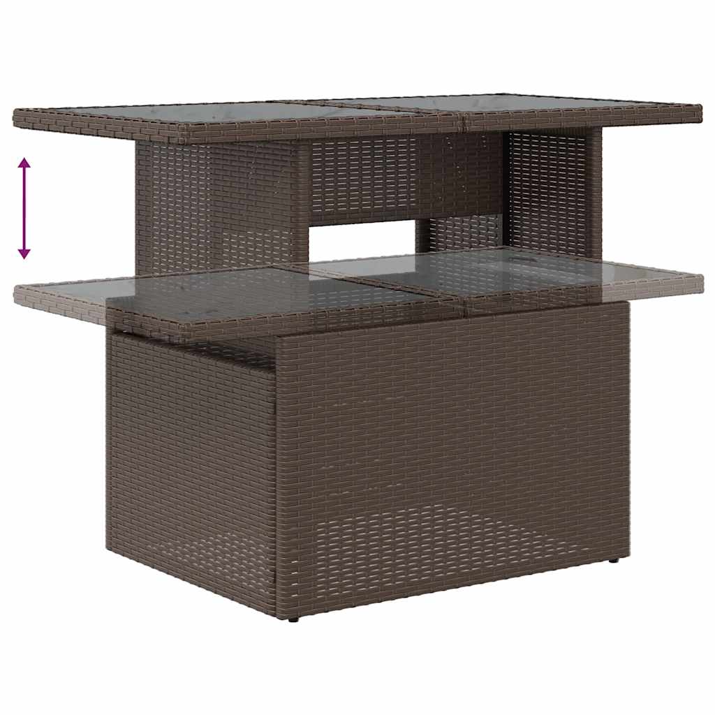 Set Divani da Giardino 11 pz con Cuscini Marrone in Polyrattan