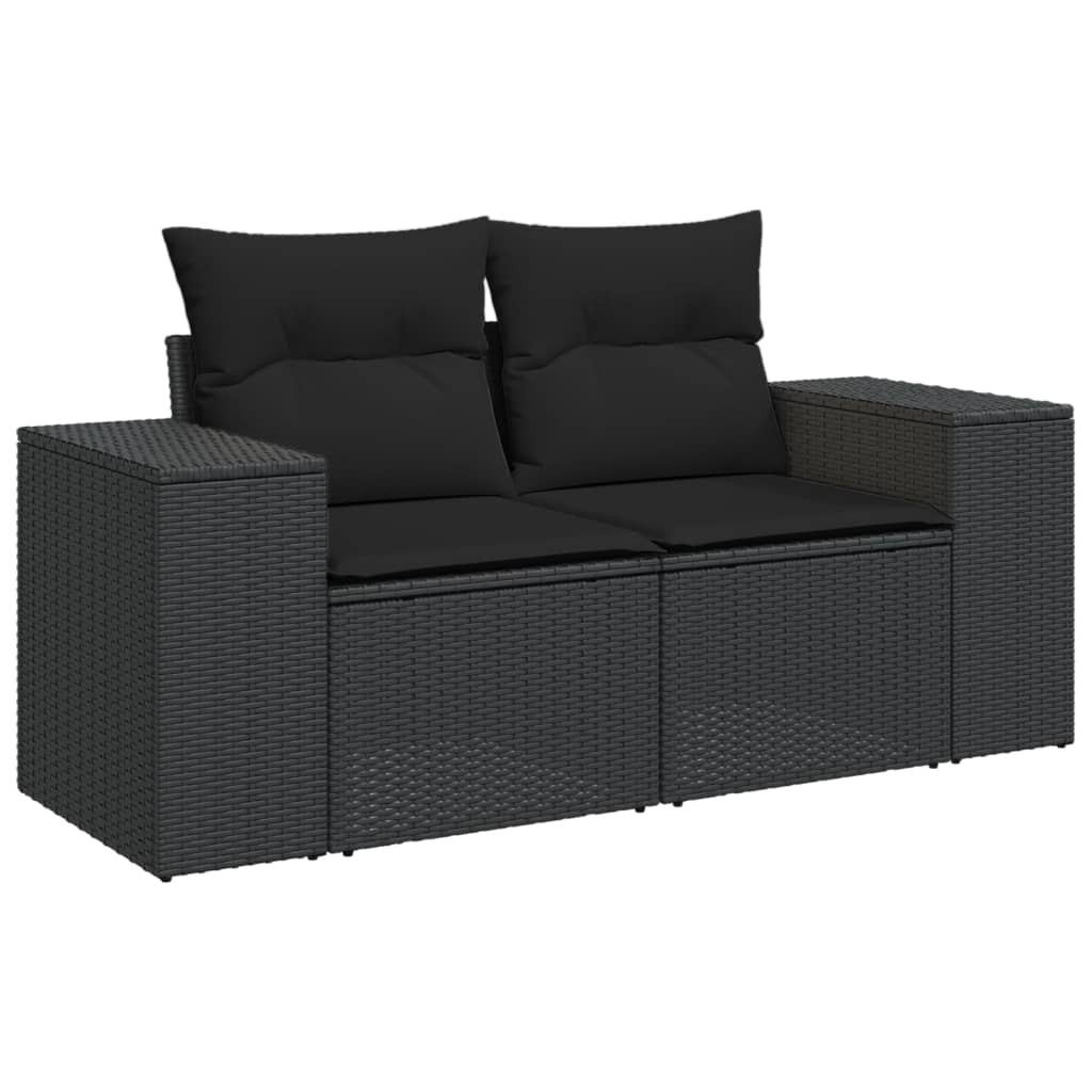 Set Divani da Giardino 11 pz con Cuscini in Polyrattan Nero | homemem39