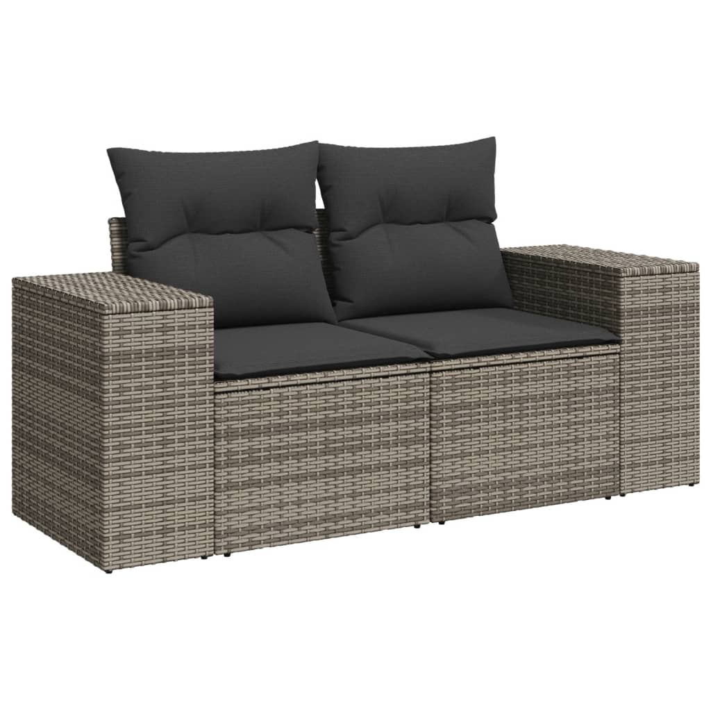 Set Divani da Giardino 11 pz con Cuscini in Polyrattan Grigio | homemem39
