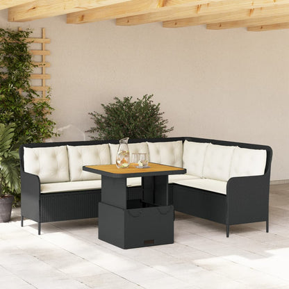 Set Divani da Giardino 2 pz con Cuscini in Polyrattan Nero | homemem39