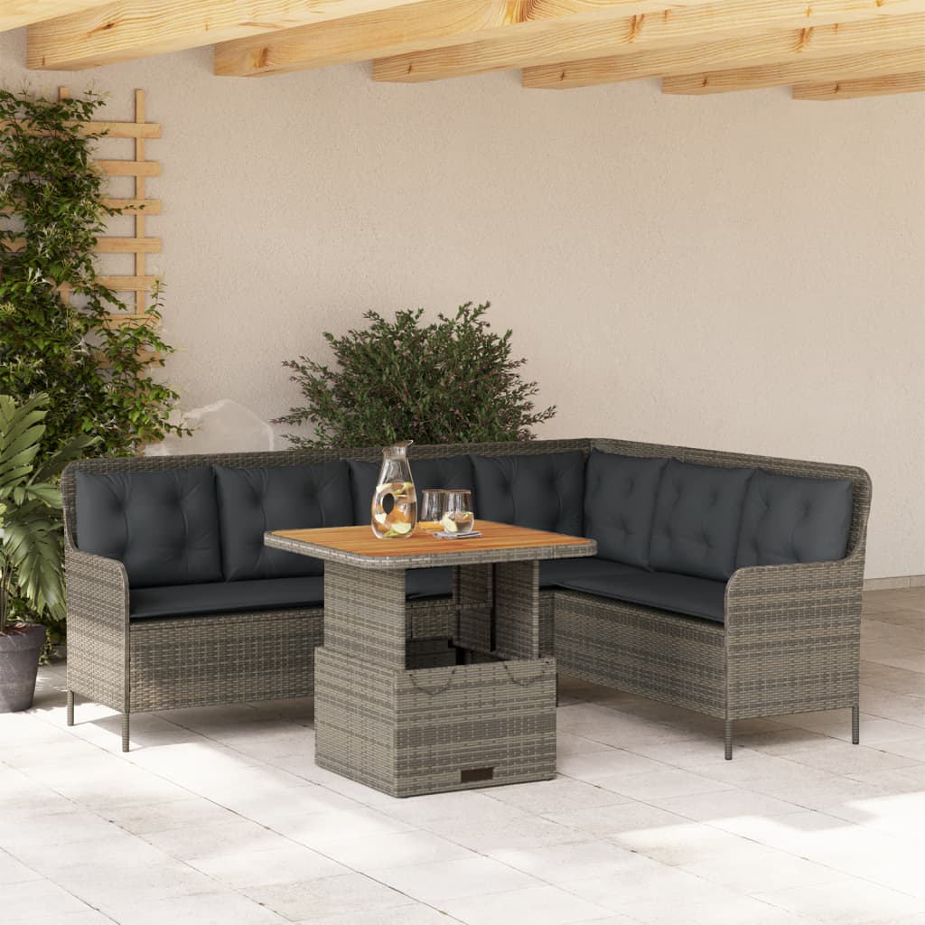 Set Divano da Giardino 2 pz con Cuscini Grigio in Polyrattan | homemem39