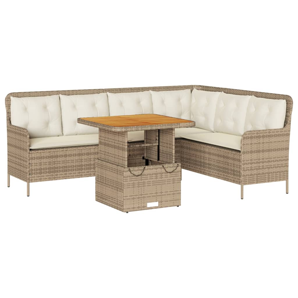 Set Divani da Giardino 2 pz con Cuscini Beige in Polyrattan