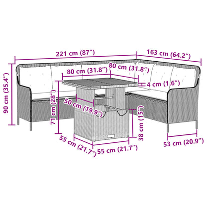 2-teiliges Gartensofa-Set mit beigen Polyrattan-Kissen