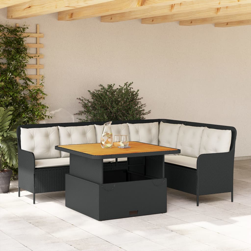 Set Divani da Giardino 2 pz con Cuscini in Polyrattan Nero - homemem39