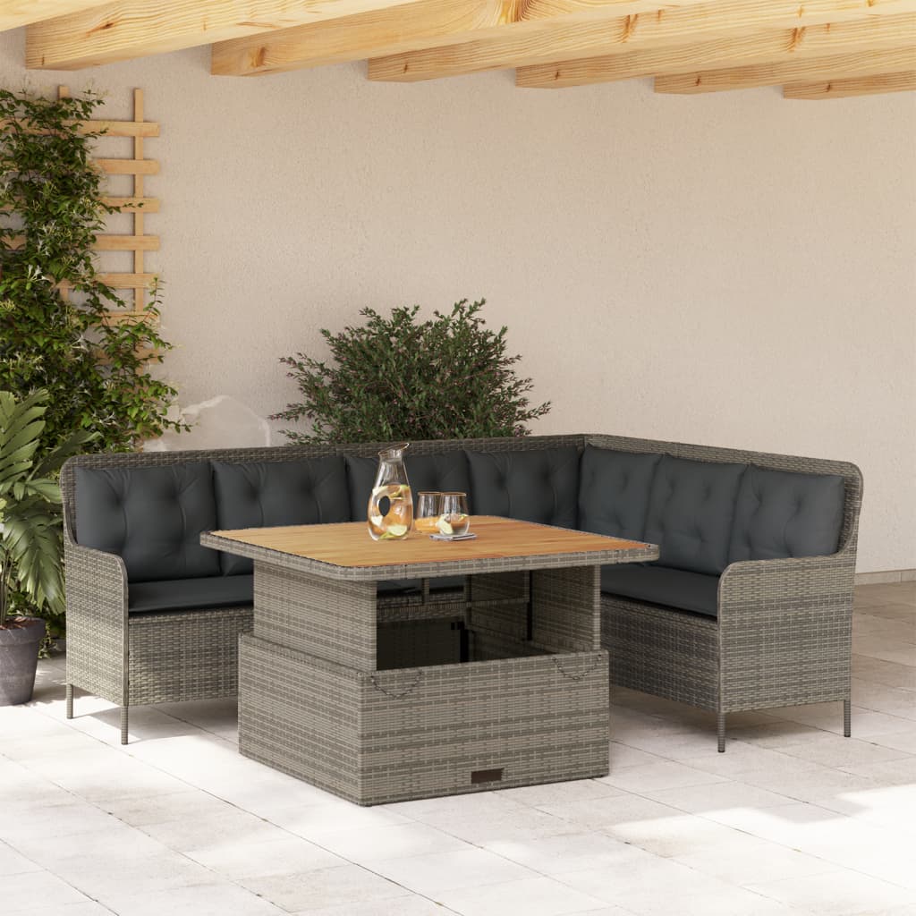 Set Divano da Giardino 2 pz con Cuscini Grigio in Polyrattan | homemem39
