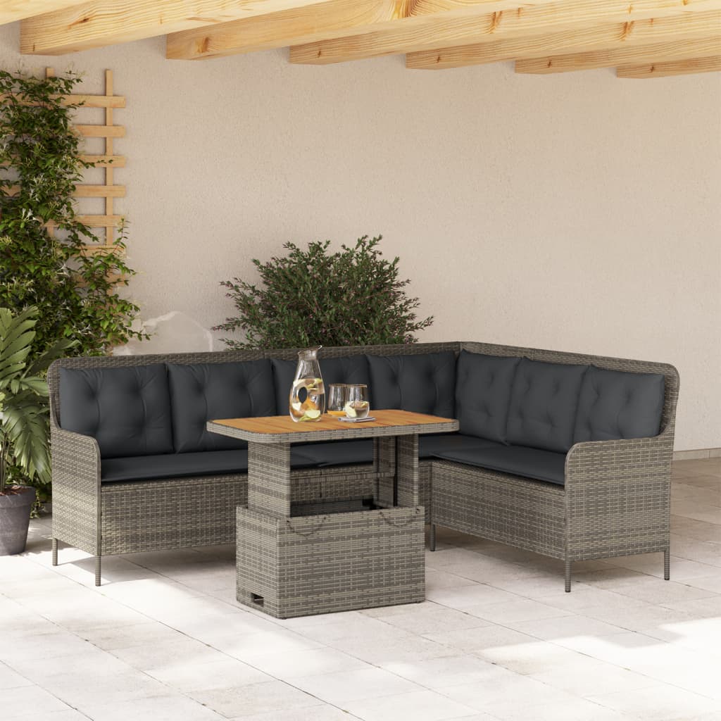 Set Divano da Giardino 2 pz con Cuscini Grigio in Polyrattan | homemem39