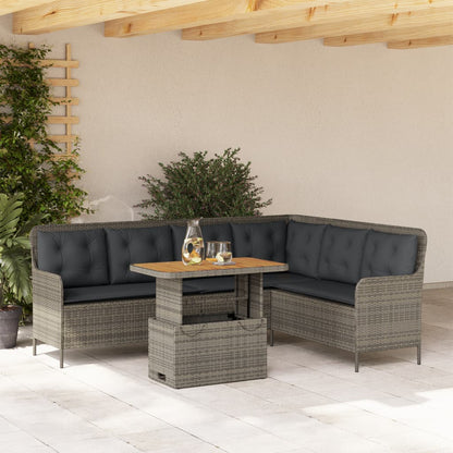 Set Divano da Giardino 2 pz con Cuscini Grigio in Polyrattan | homemem39