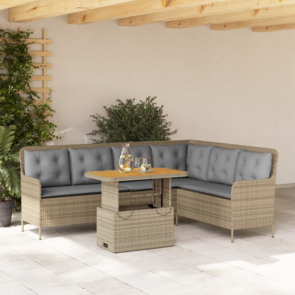 Set Divani da Giardino 2 pz con Cuscini Beige in Polyrattan