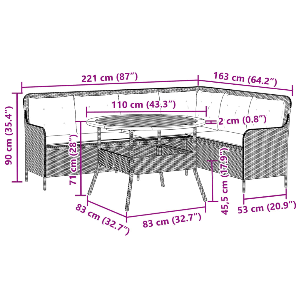 Set Divani da Giardino 2 pz con Cuscini in Polyrattan Nero | homemem39