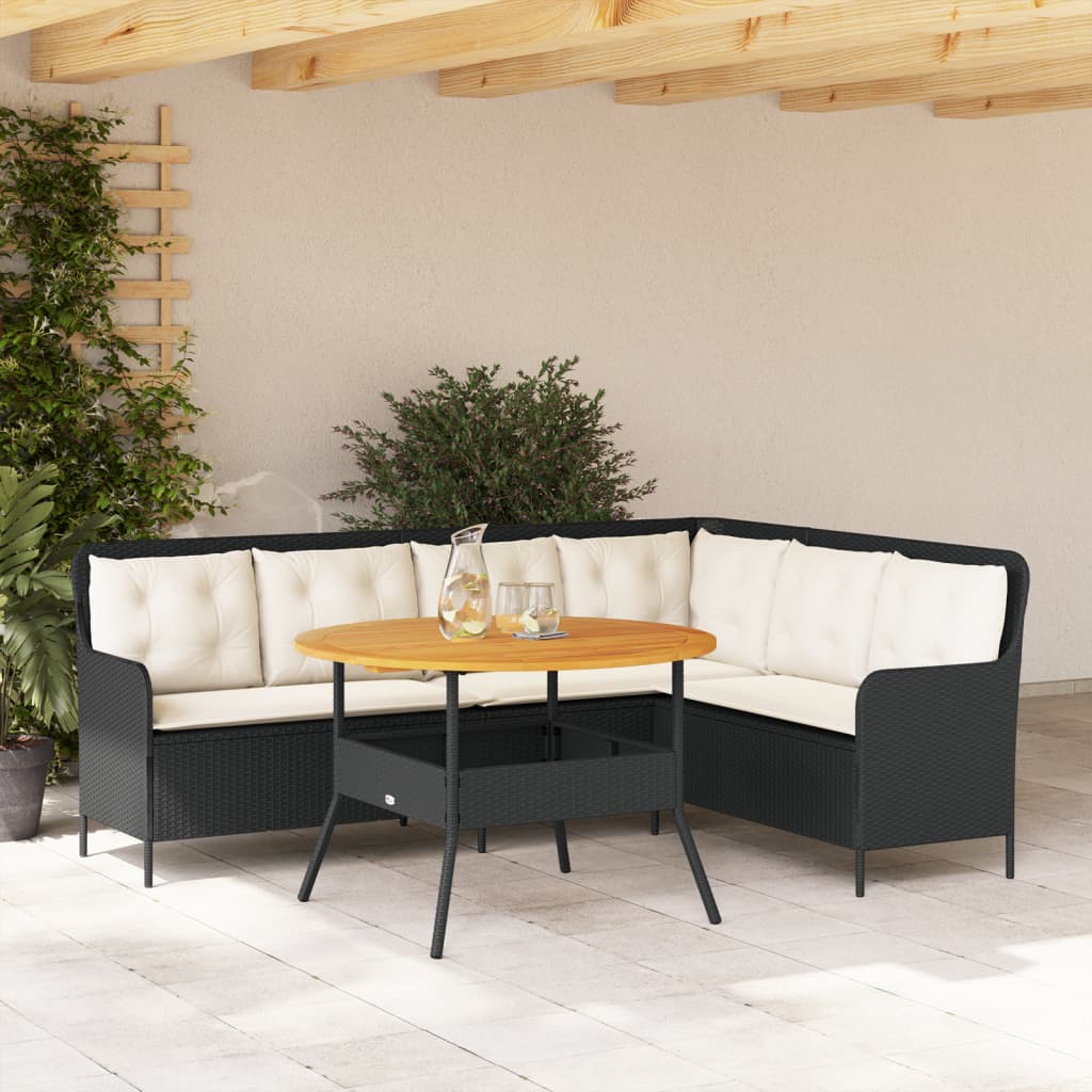 Set Divani da Giardino 2 pz con Cuscini in Polyrattan Nero - homemem39