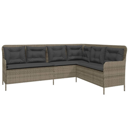 2-teiliges Gartensofa-Set mit grauen Polyrattan-Kissen