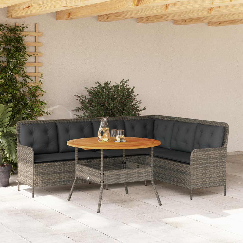 2-teiliges Gartensofa-Set mit grauen Polyrattan-Kissen