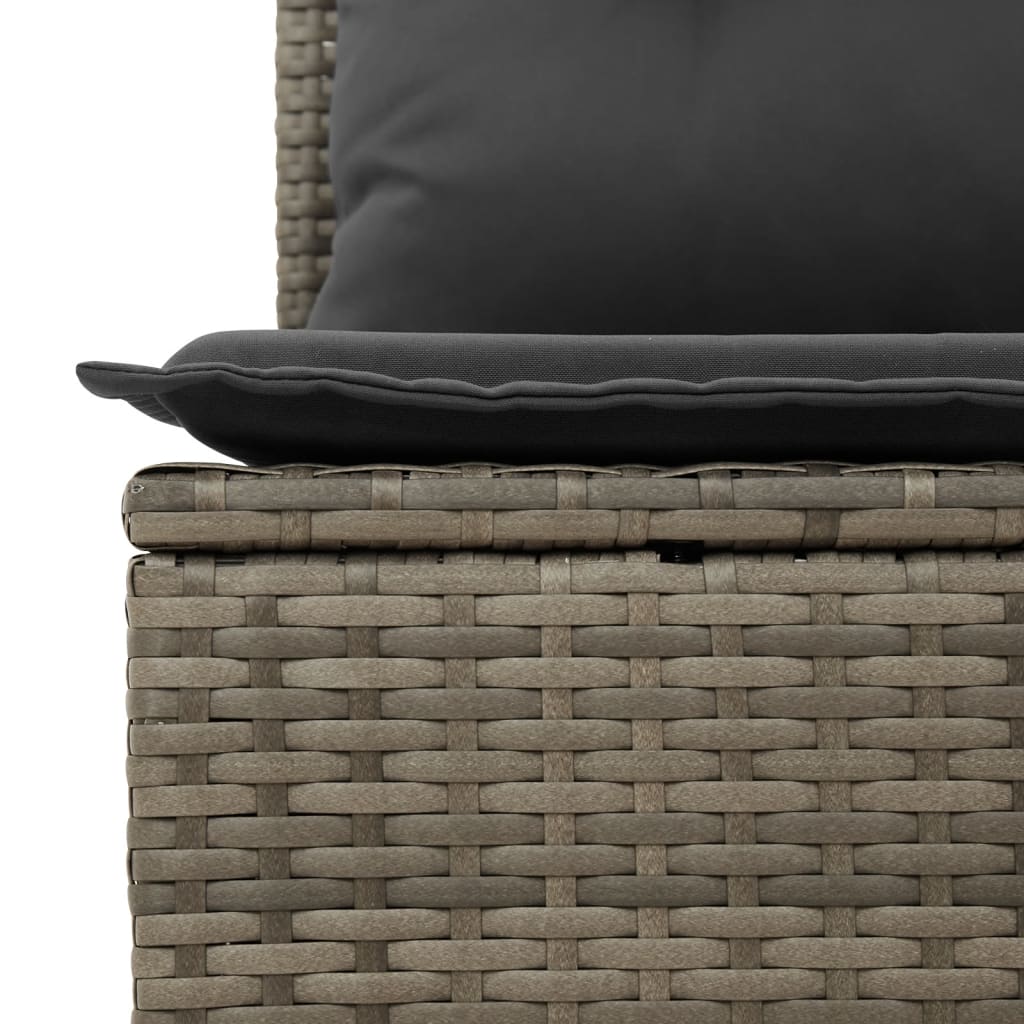 Set Divani da Giardino 3 pz con Cuscini in Polyrattan Grigio