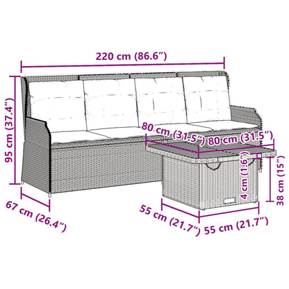 Set Divani da Giardino 3 pz con Cuscini in Polyrattan Grigio