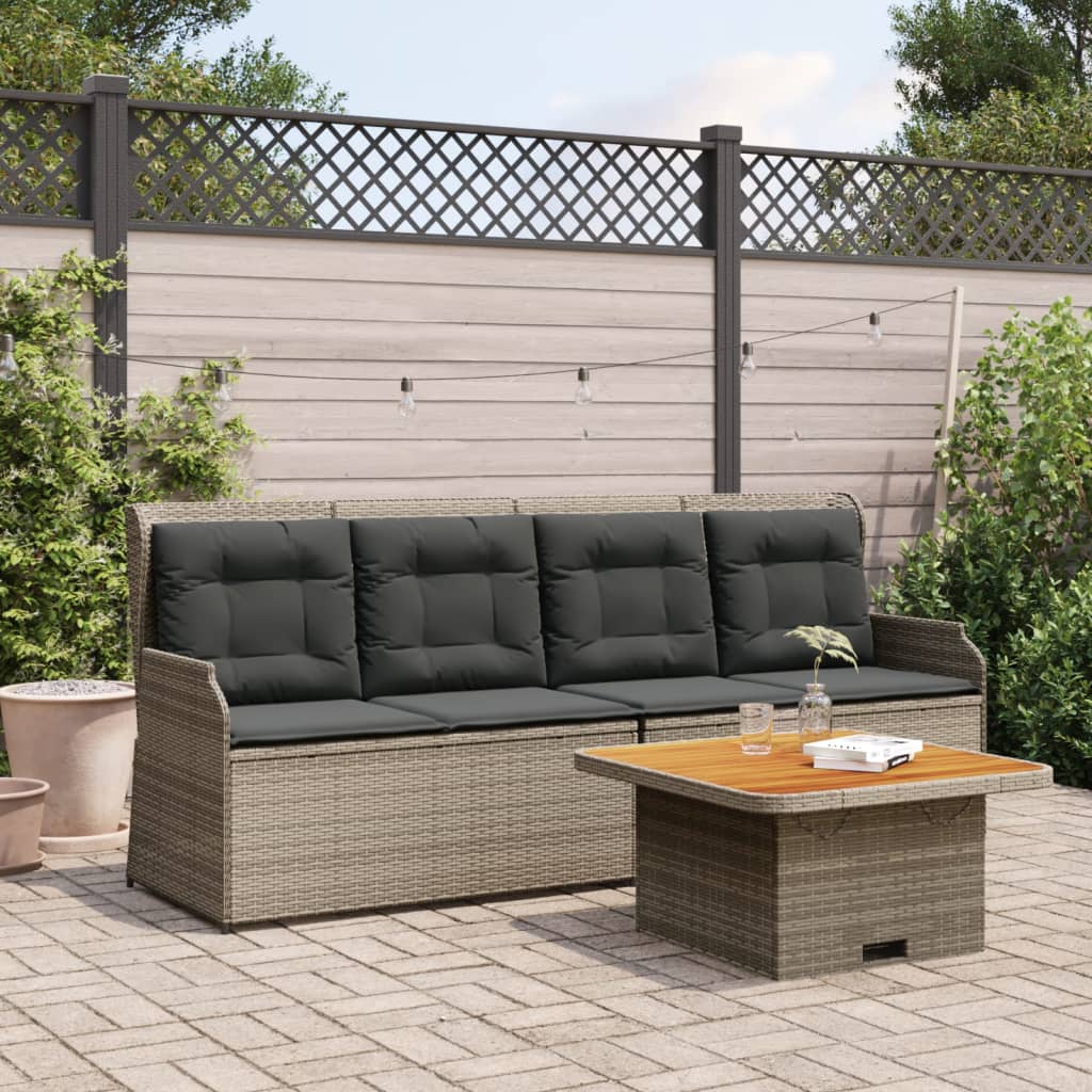 Set Divani da Giardino 3 pz con Cuscini in Polyrattan Grigio