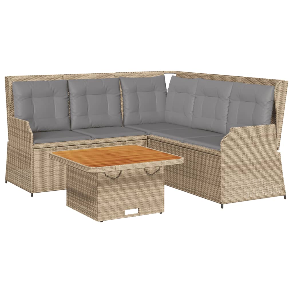 Set Divani da Giardino 4 pz con Cuscini in Polyrattan Beige