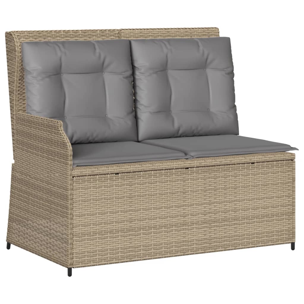 4-teiliges Gartensofa-Set mit beigen Polyrattan-Kissen