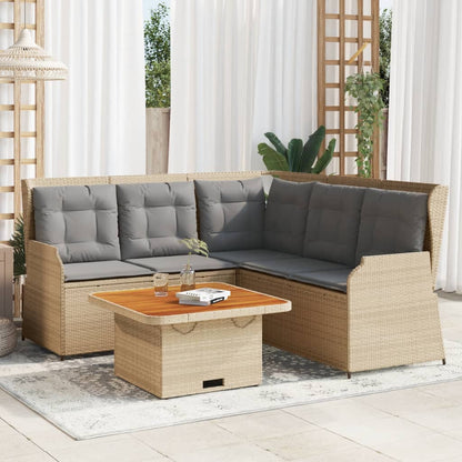 4-teiliges Gartensofa-Set mit beigen Polyrattan-Kissen