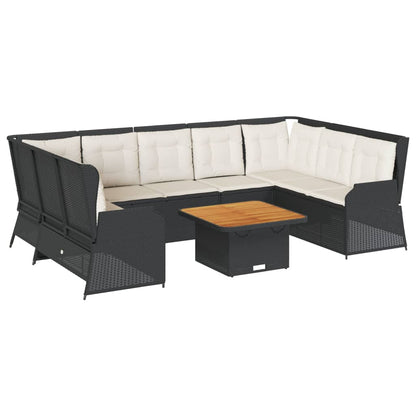 Set Salotto da Giardino con Cuscini 7pz Nero Polyrattan | homemem39