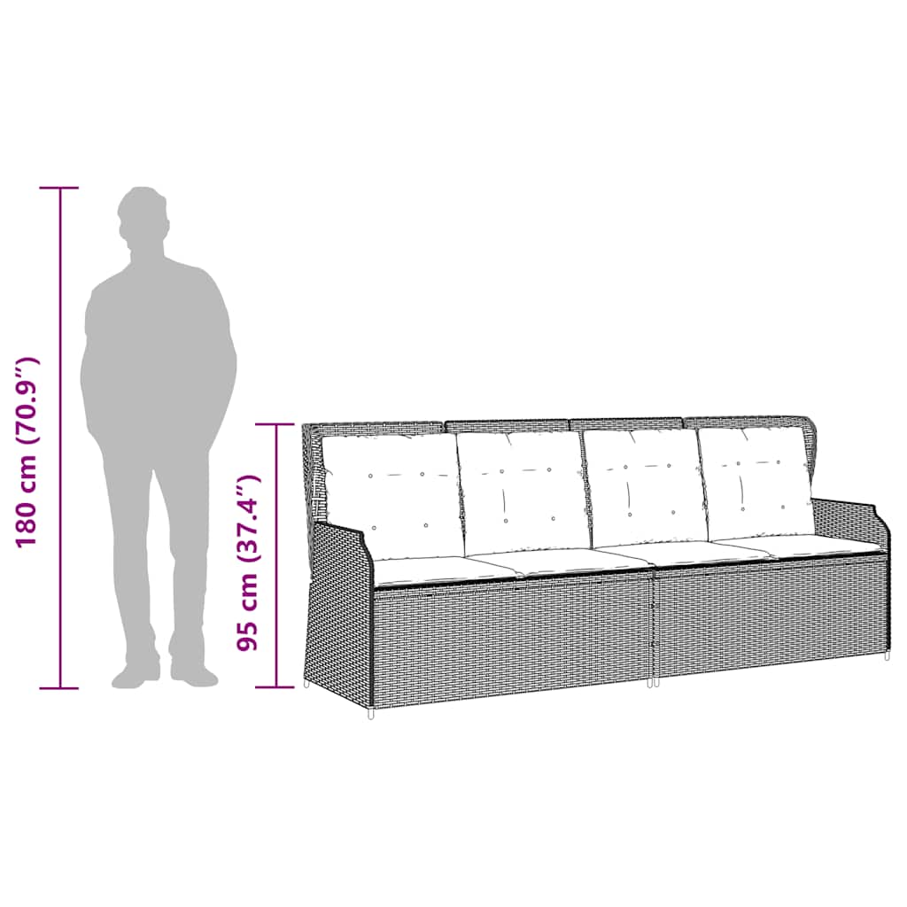 Set Divani da Giardino 3 pz con Cuscini in Polyrattan Grigio | homemem39