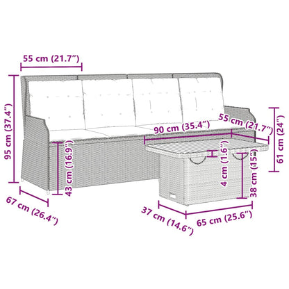 Set Divani da Giardino 3 pz con Cuscini in Polyrattan Beige | homemem39
