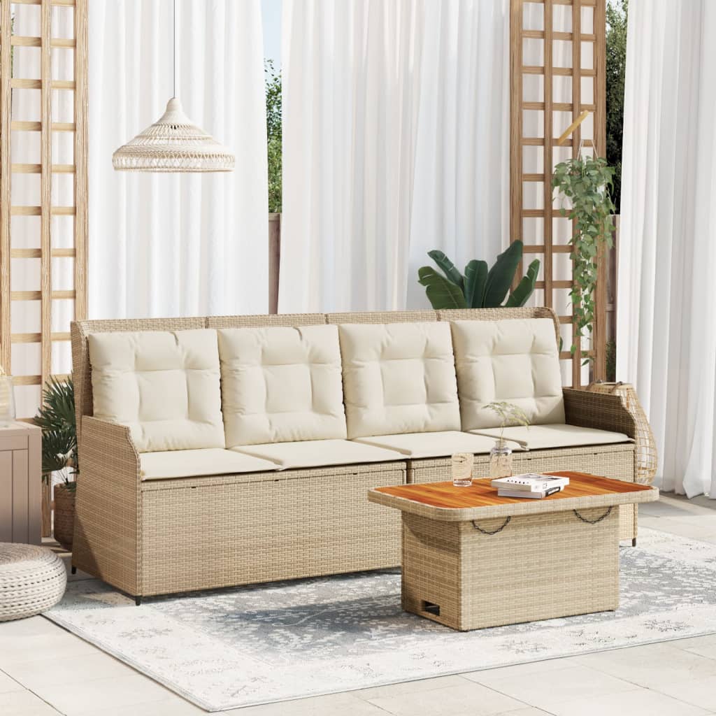 Set Divani da Giardino 3 pz con Cuscini in Polyrattan Beige | homemem39