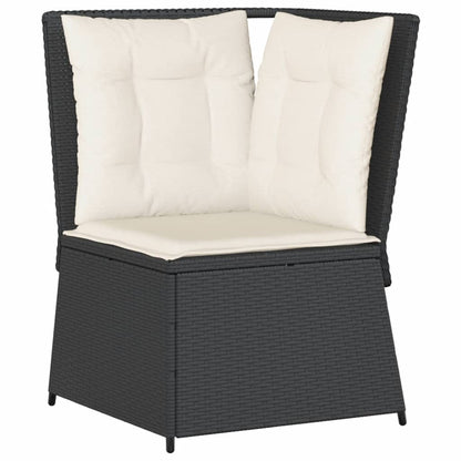 Set Mobili da Giardino 6 pz con Cuscini in Polyrattan Nero | homemem39
