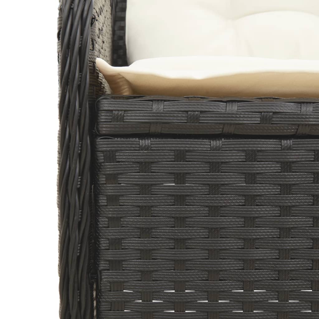 Set Mobili da Giardino 6 pz con Cuscini in Polyrattan Nero | homemem39
