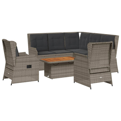 Set Divani da Giardino 6 pz con Cuscini in Polyrattan Grigio | homemem39