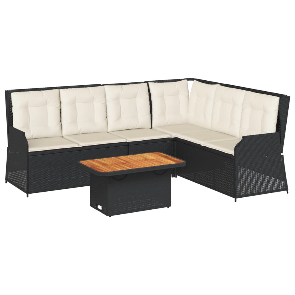 Set Divani da Giardino 5 pz con Cuscini Nero in Polyrattan - homemem39