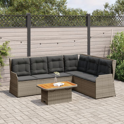 Set Divani da Giardino 5 pz con Cuscini in Polyrattan Grigio | homemem39