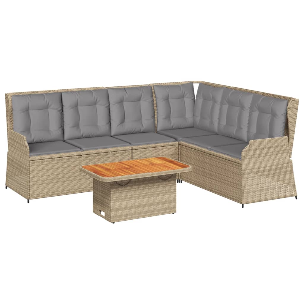Set Divani da Giardino 5 pz con Cuscini in Polyrattan Beige | homemem39