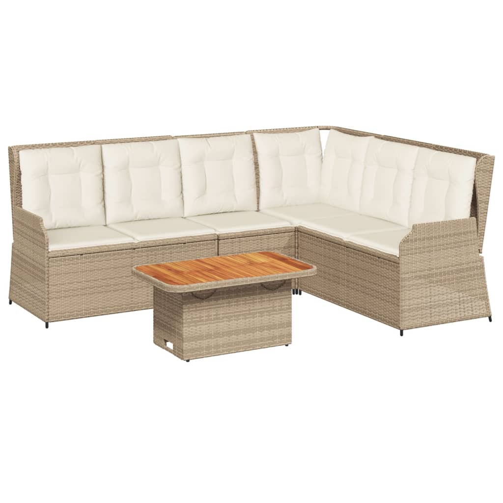 Set Divani da Giardino 5 pz con Cuscini in Polyrattan Beige | homemem39