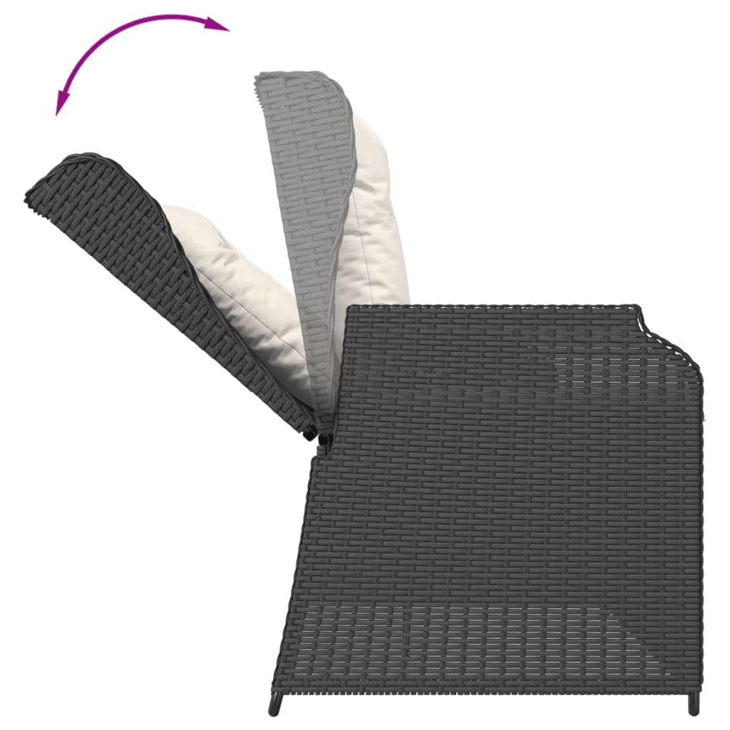 Set Divani da Giardino 3 pz con Cuscini in Polyrattan Nero | homemem39
