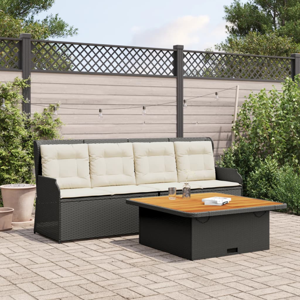 Set Divani da Giardino 3 pz con Cuscini in Polyrattan Nero | homemem39