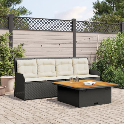 Set Divani da Giardino 3 pz con Cuscini in Polyrattan Nero | homemem39