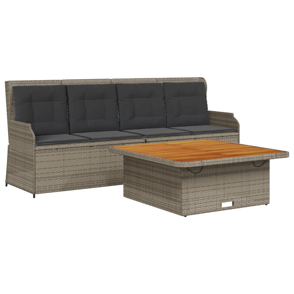 Set Divani da Giardino 3 pz con Cuscini Grigio in Polyrattan | homemem39