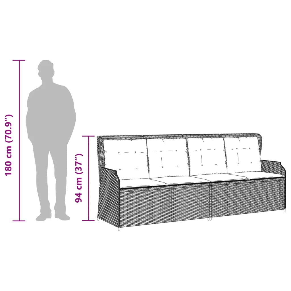 Set Divani da Giardino 3 pz con Cuscini Grigio in Polyrattan | homemem39