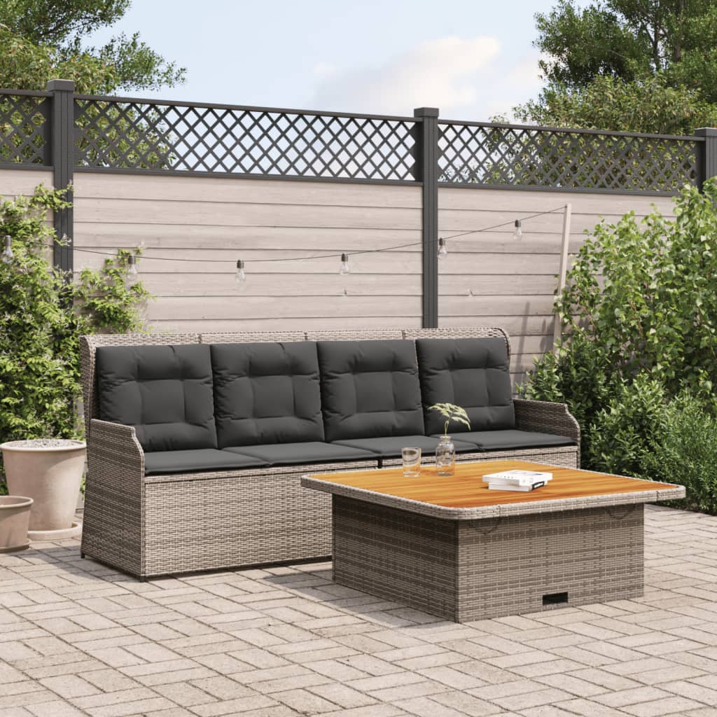 Set Divani da Giardino 3 pz con Cuscini Grigio in Polyrattan | homemem39