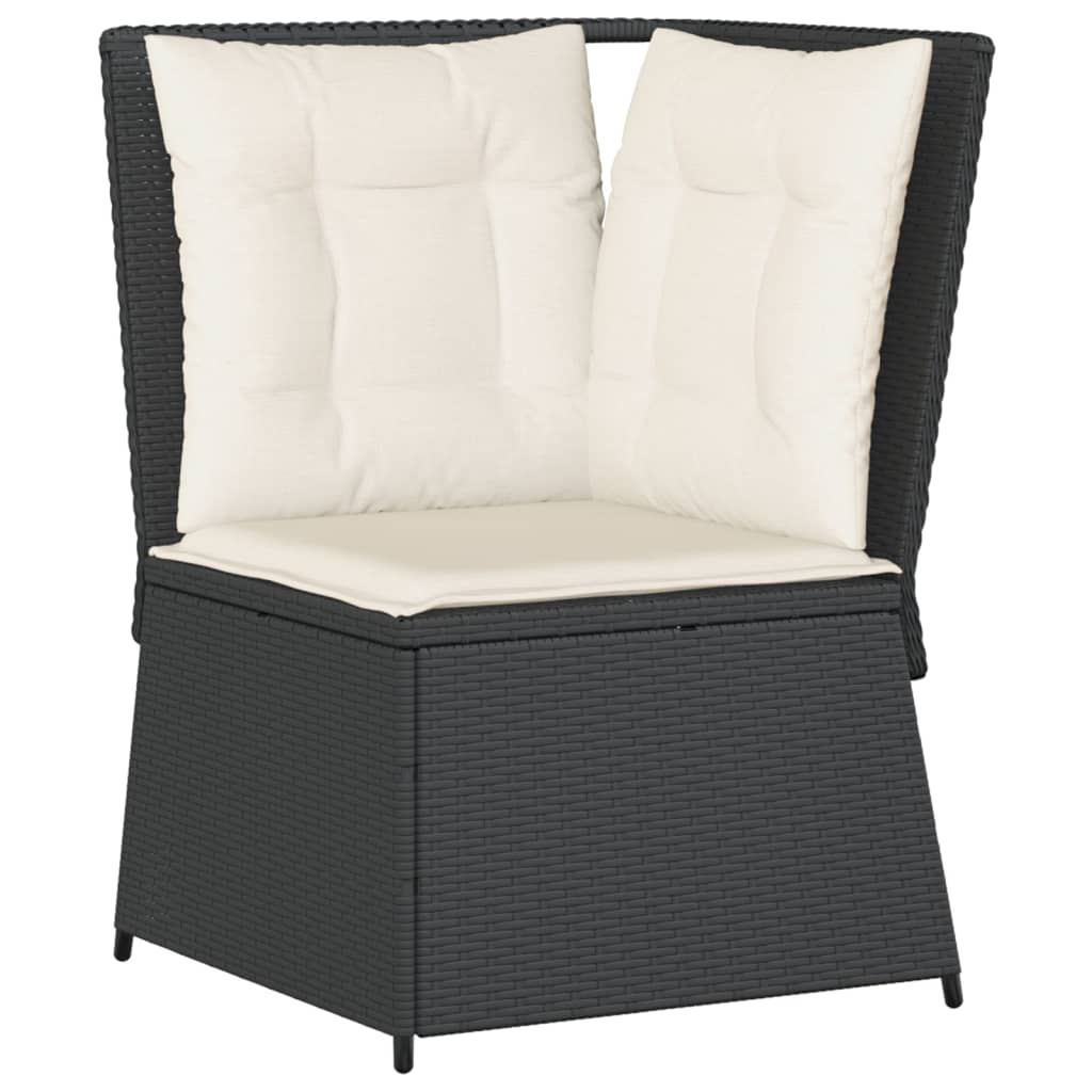 Set Mobili da Giardino 6 pz con Cuscini in Polyrattan Nero | homemem39